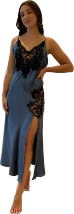 CHR Diva French Blue Silk Gown